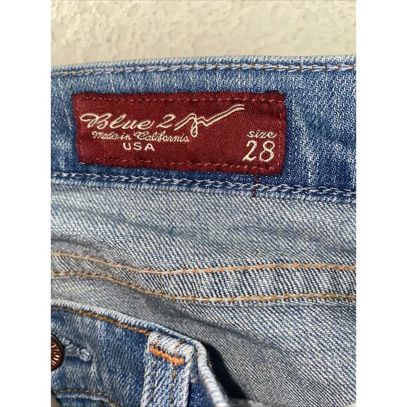 Blue 2 California Jeans Stretch Bootcut Flare 28 x 32 USA Distressed Cowgirl - Picture 10 of 12
